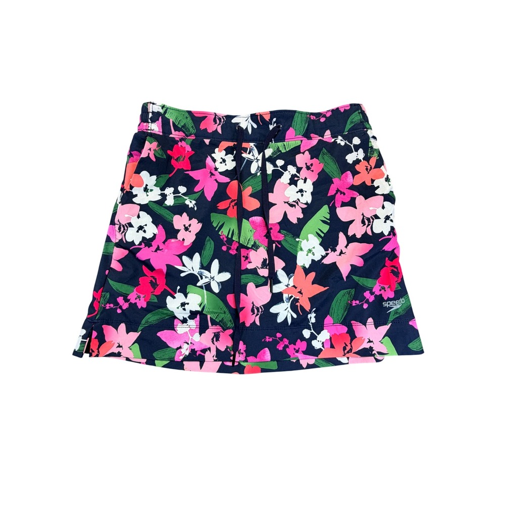 Speedo Womens Floral Swim Skort Navy Pink Tropical Print Size Small Athletic